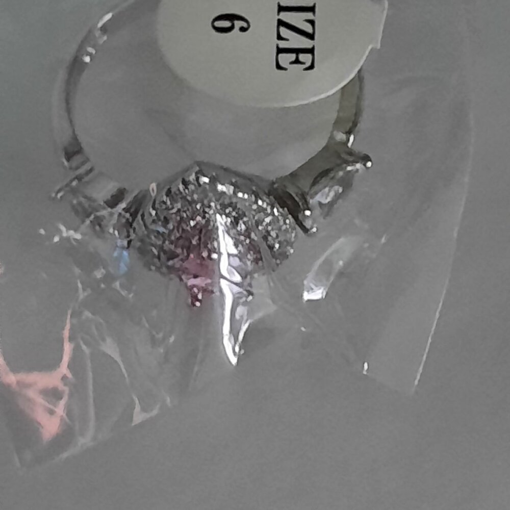 3ct Pink/White Water Drop CZ Ring 925 Silver - Picture 3 of 3